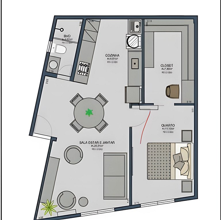 Estúdio 1610 — Quarto de casal e sala, perto de tudo.